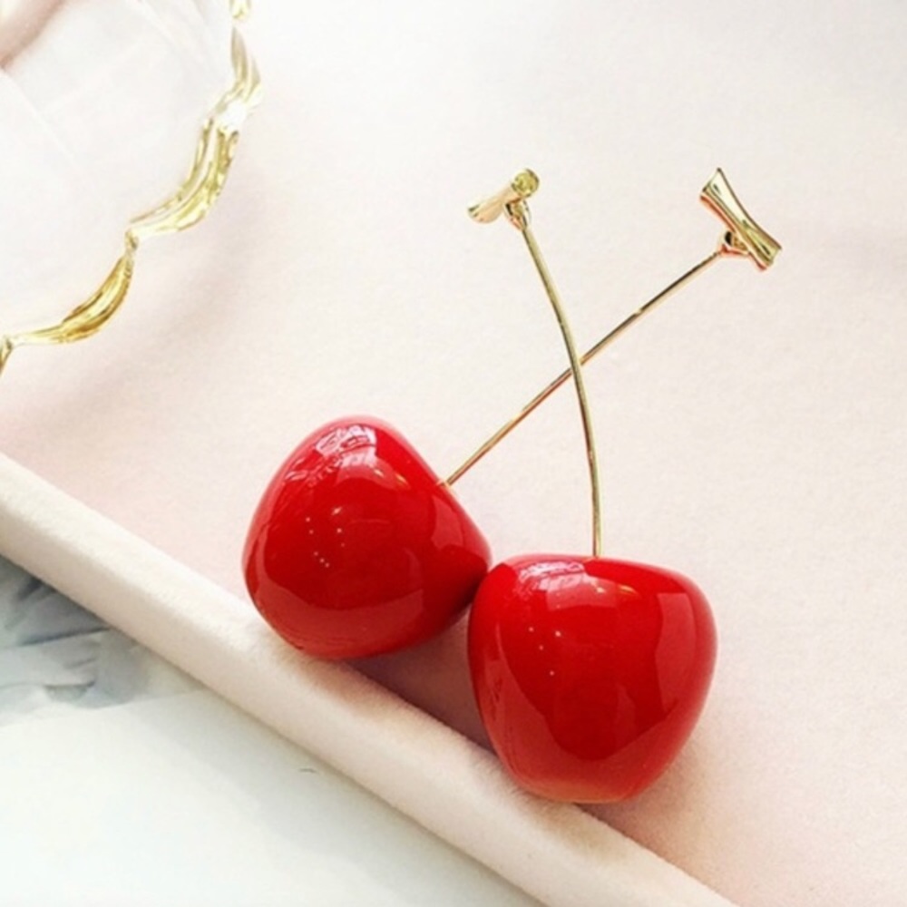CLEARANCE NEW Red Cherry Drop Earrings - Picture 5 of 8